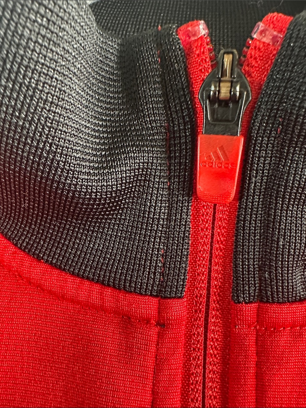 Adidas red black 3-stripes youth track jacket stand up collar  full zip closure - Picture 4 of 15